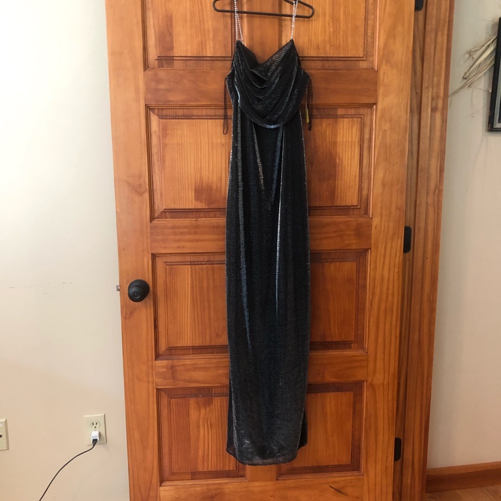 Night Moves metallic black gown